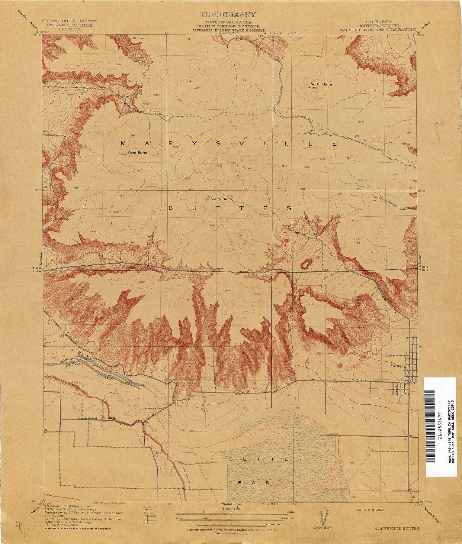 Marysville Buttes (Sutter County) 1911 1:31,680 (2.6MB) - California Topographic Maps