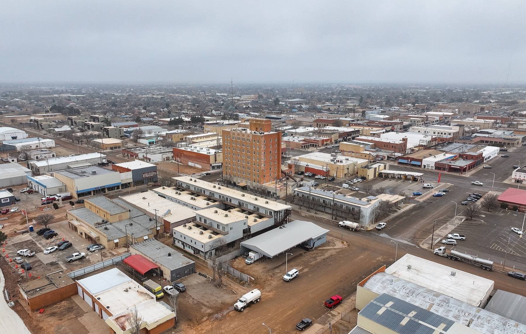 Aerial view of Clovis, New Mexico skyline