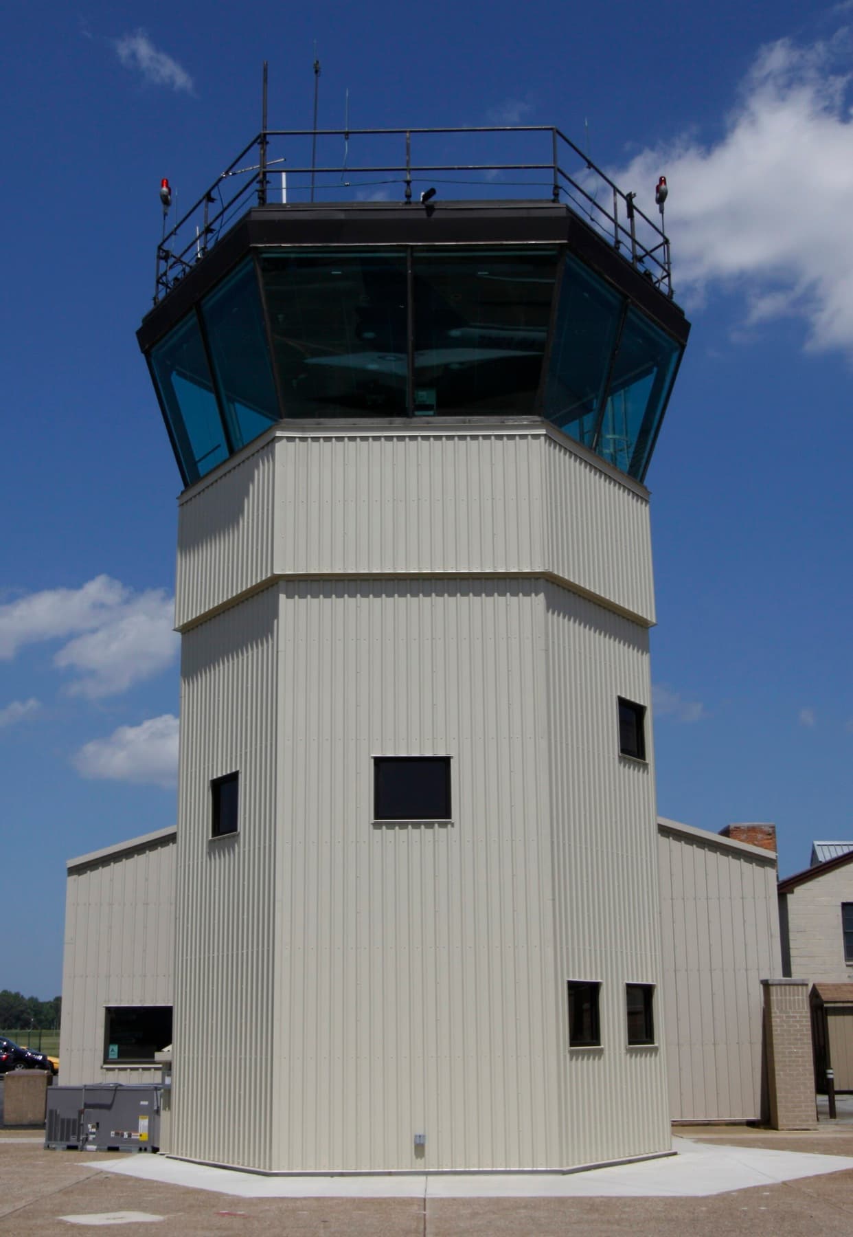 The exhibit air control tower on display at the Air Mobility Command Museum in Dover, Delaware
