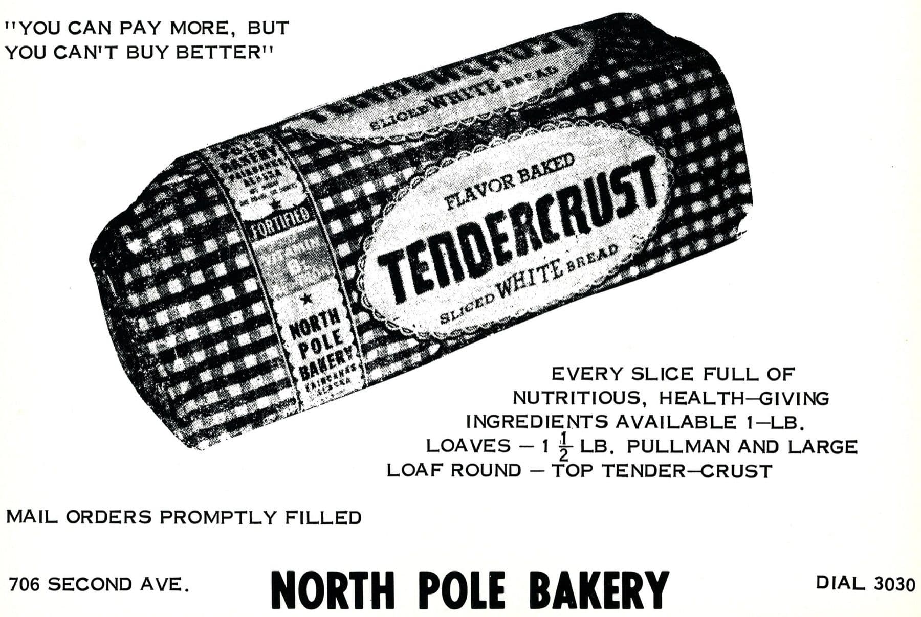 Advertisement for the North Pole Bakery in Fairbanks, Alaska