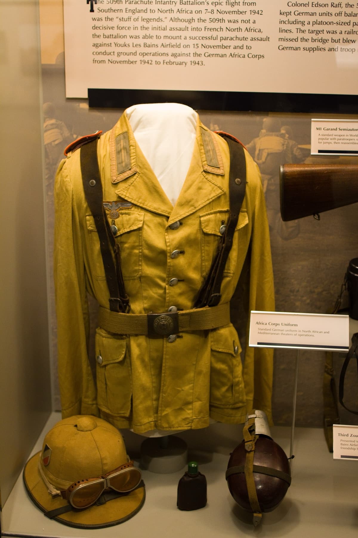 Tropical uniform of a soldier in the Afrika Korps (Deutsches Afrikakorps, DAK, Africa Corps), the expeditionary force of the Wehrmacht, the armed forces of Nazi Germany, operating 