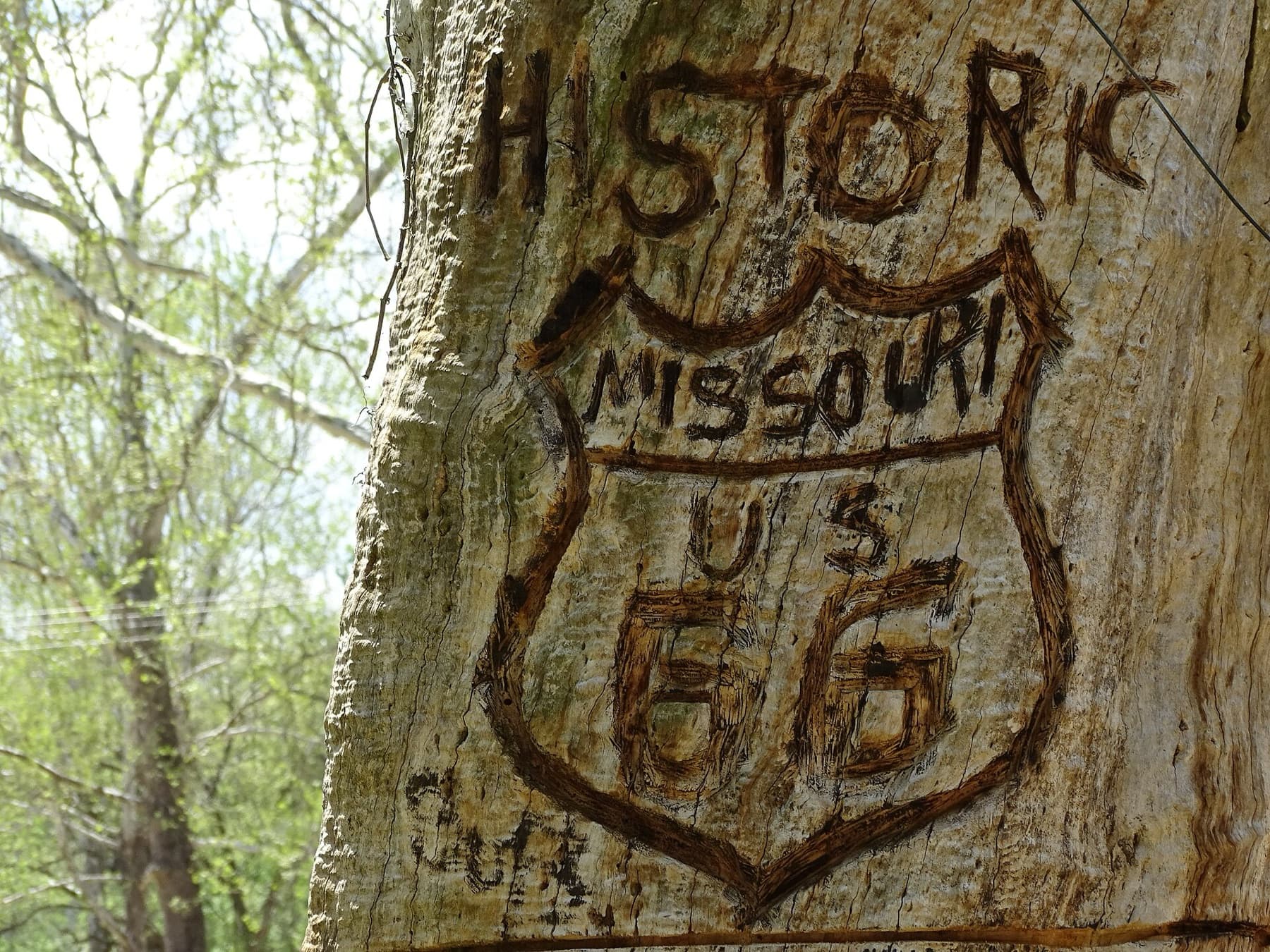 Carved Route 66 Sign - Devils Elbow - Missouri - USA