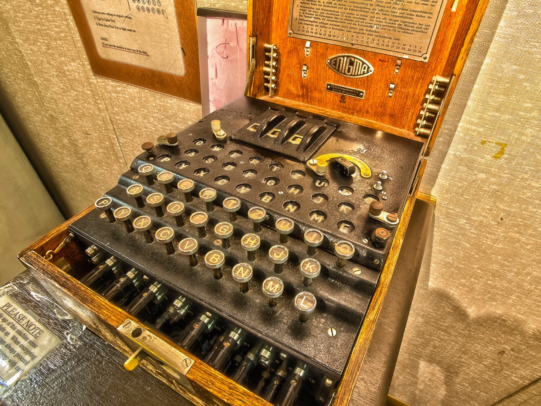 Enigma machine on display at Fort Meade, Maryland on February 27, 2014