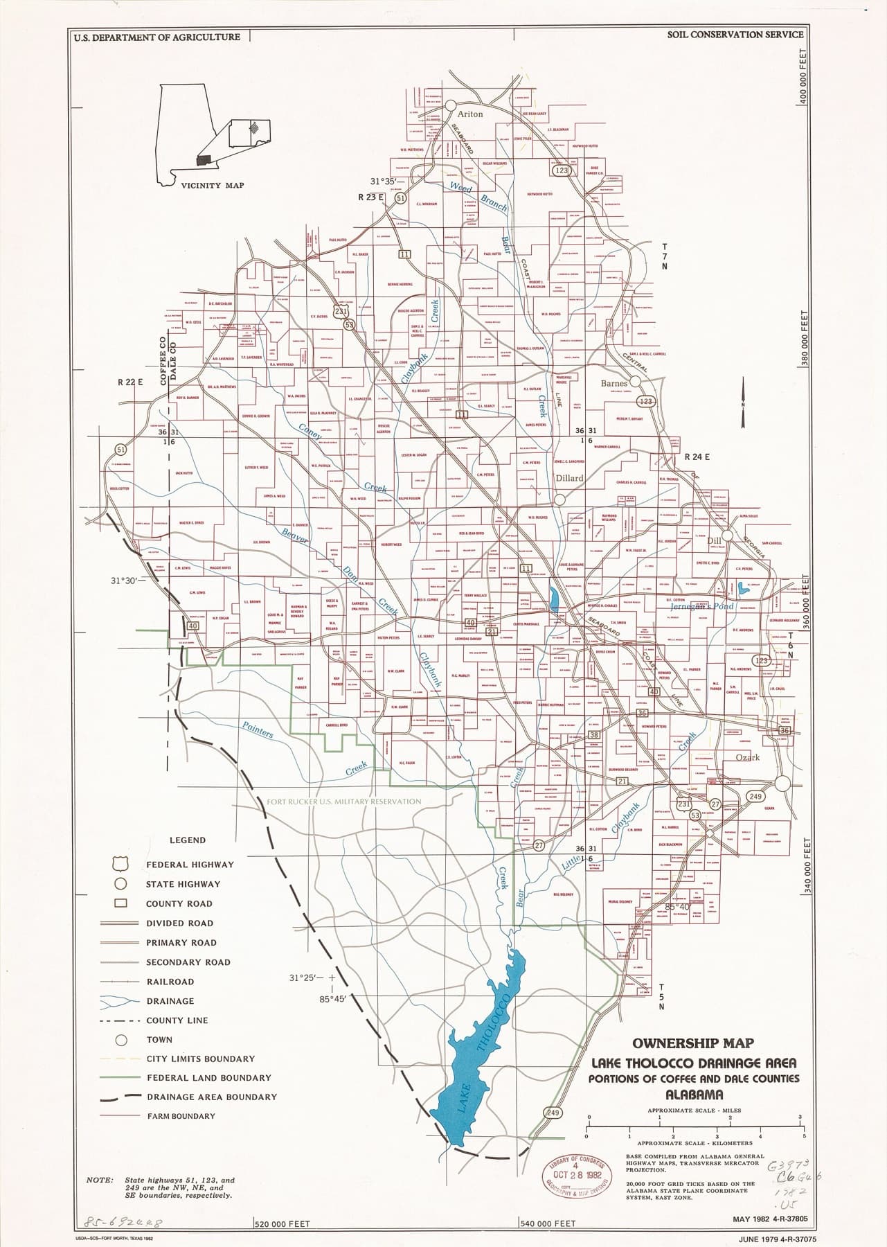 "May 1982 4-R-37805. June 1979 4-R-37075." Includes note and location map