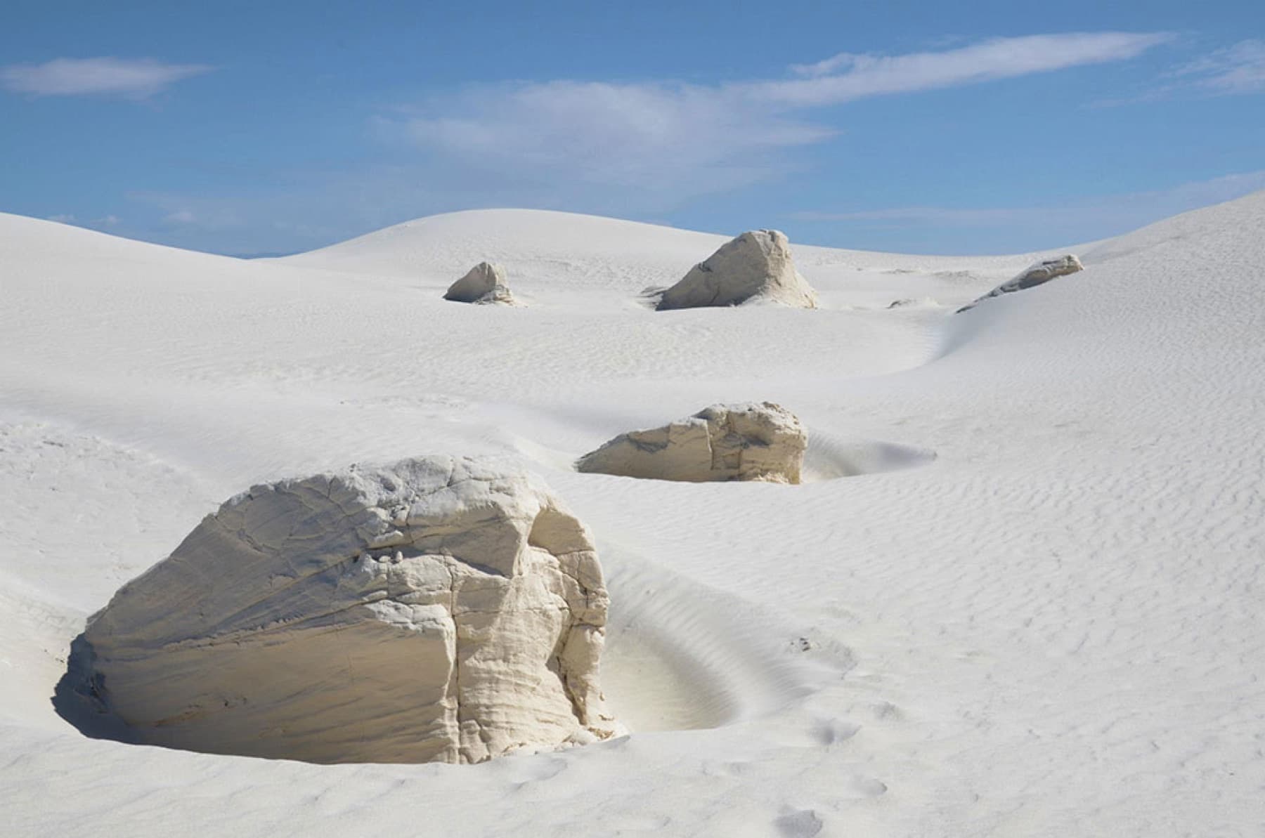 Yardangs in dunes, White Sands National Park, New Mexico, United States