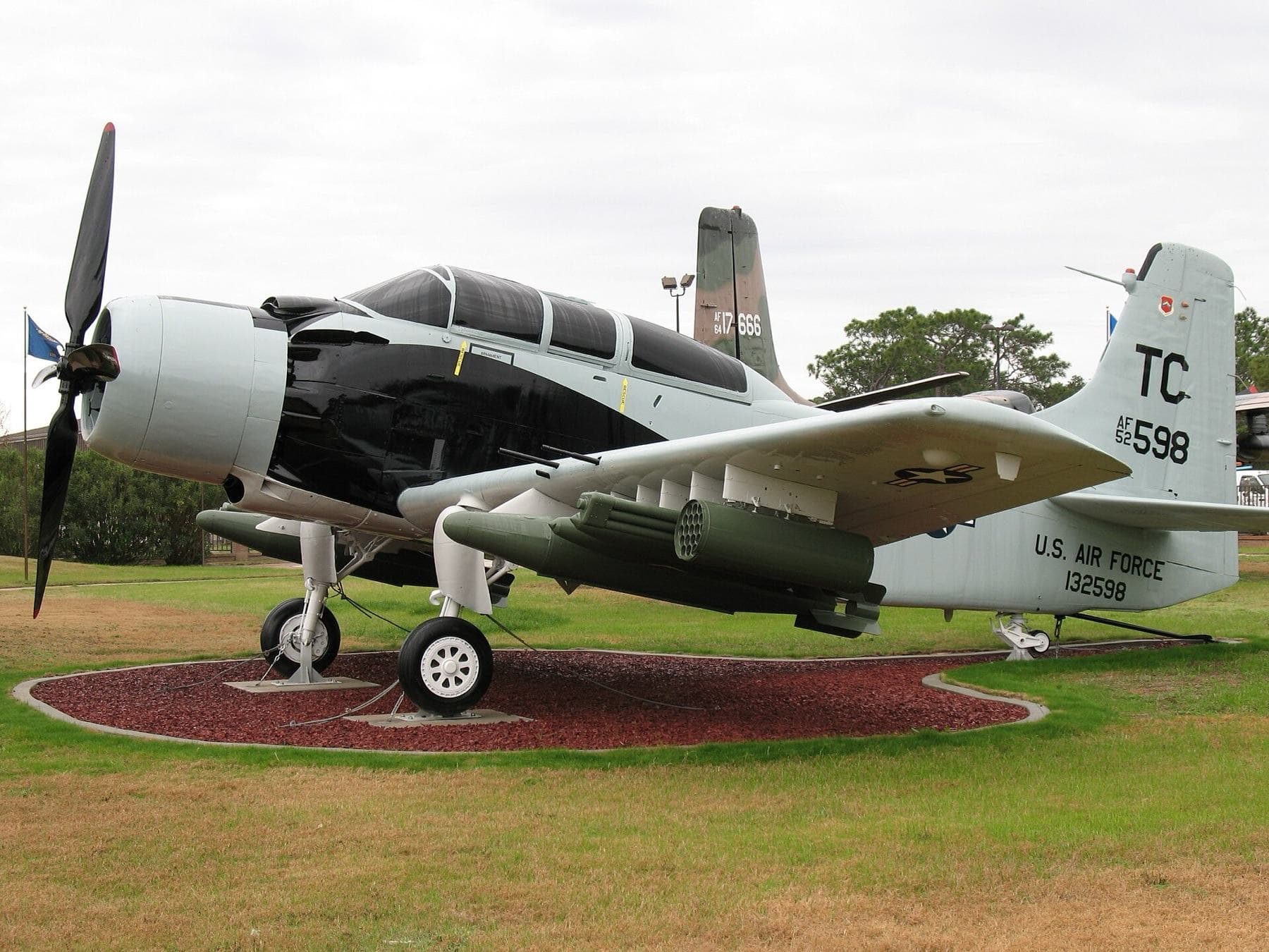 A former U.S. Air Force Douglas A-1G Skyraider (s/n 52-132598) on display at the Memorial Air Park, Hurlburt Field, Florida (USA), in 2008