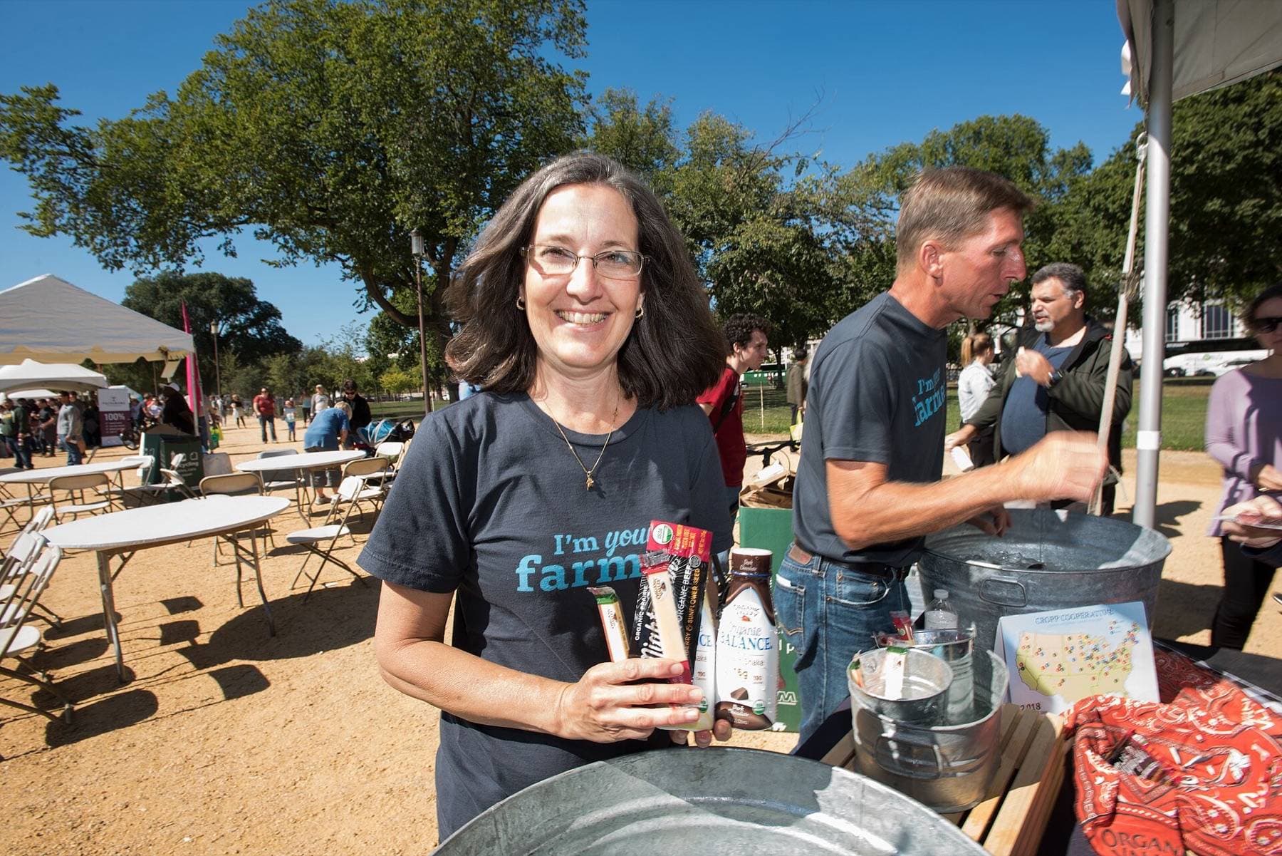 Kathy and Ron Holter are one of the approximately 1,600 dairy producers of Organic Valley cooperative at the National Cooperative Business Association (NCBA) Co-op Festival in Wash