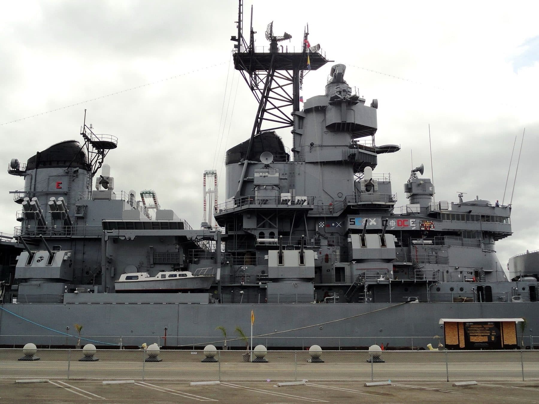 USS Iowa Battleship, Los Angeles World Cruise Port Terminal at the LA Waterfront / Port of Los Angeles, San Pedro, California, USA