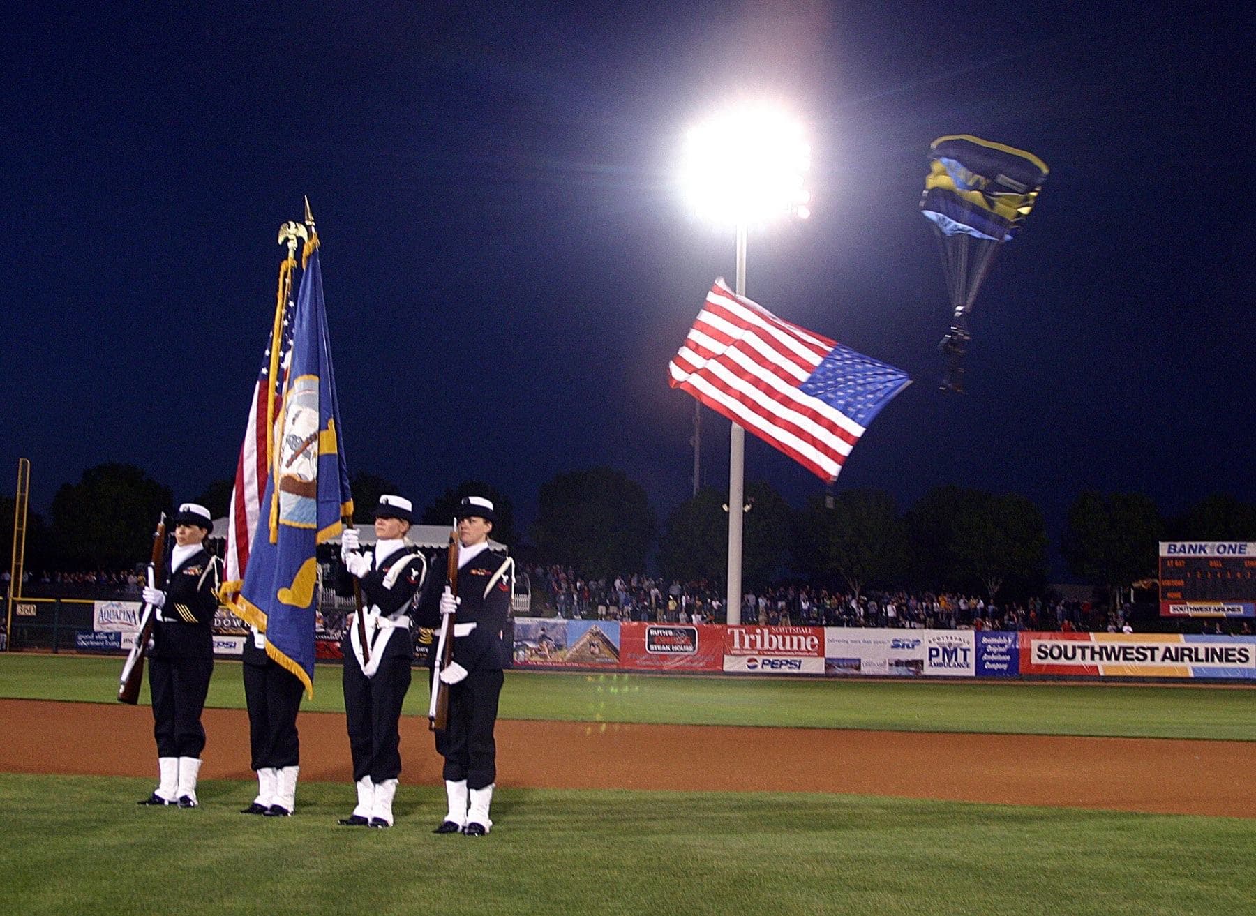 Phoenix, Ariz. (Mar. 15, 2005) – A color guard from the Navy and Marine Corps Reserve Center, Phoenix, Ariz., post the colors as a U.S