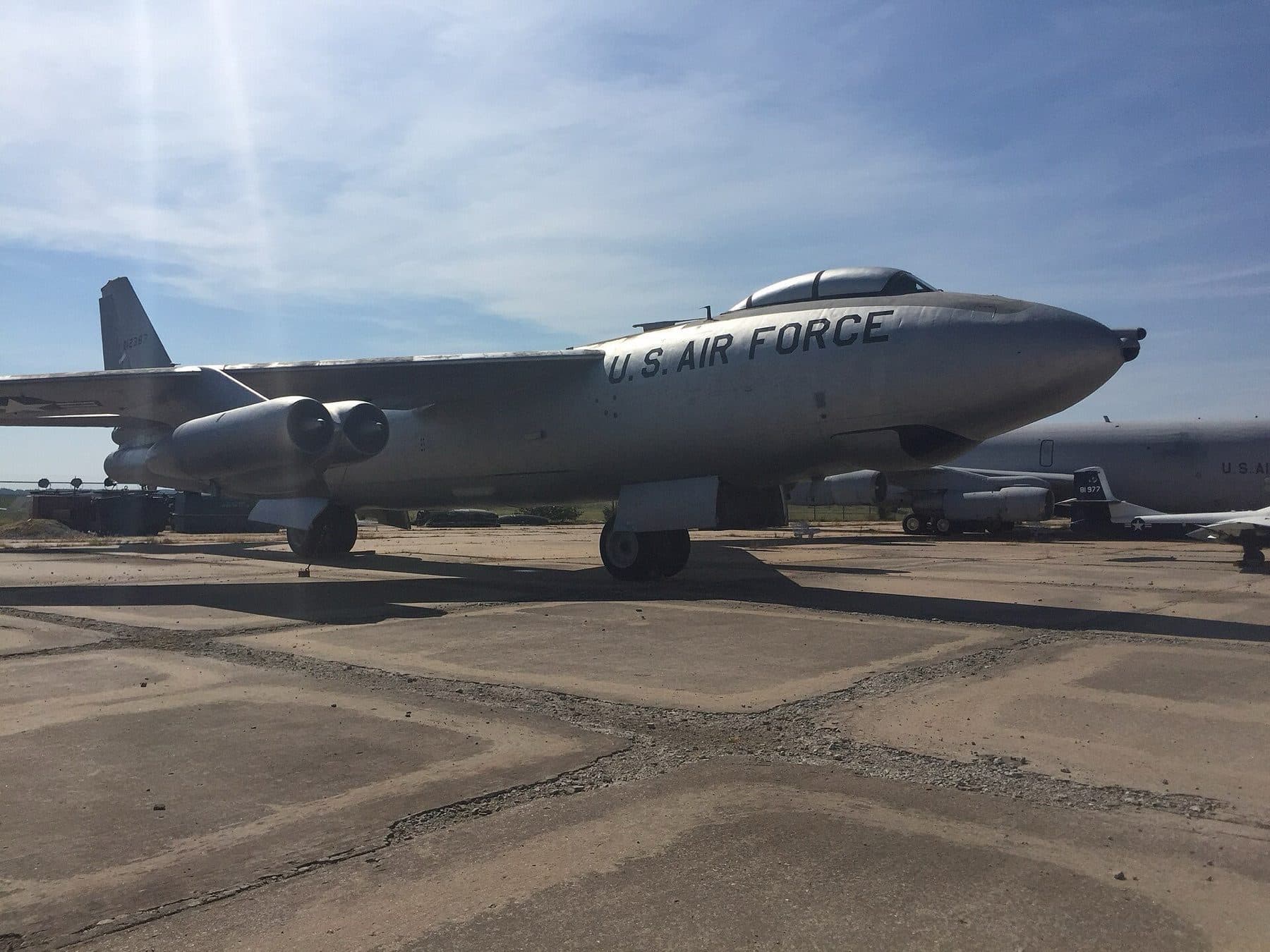 A B-47 Stratojet on display at the Kansas Aviation Museum in Wichita, Kansas