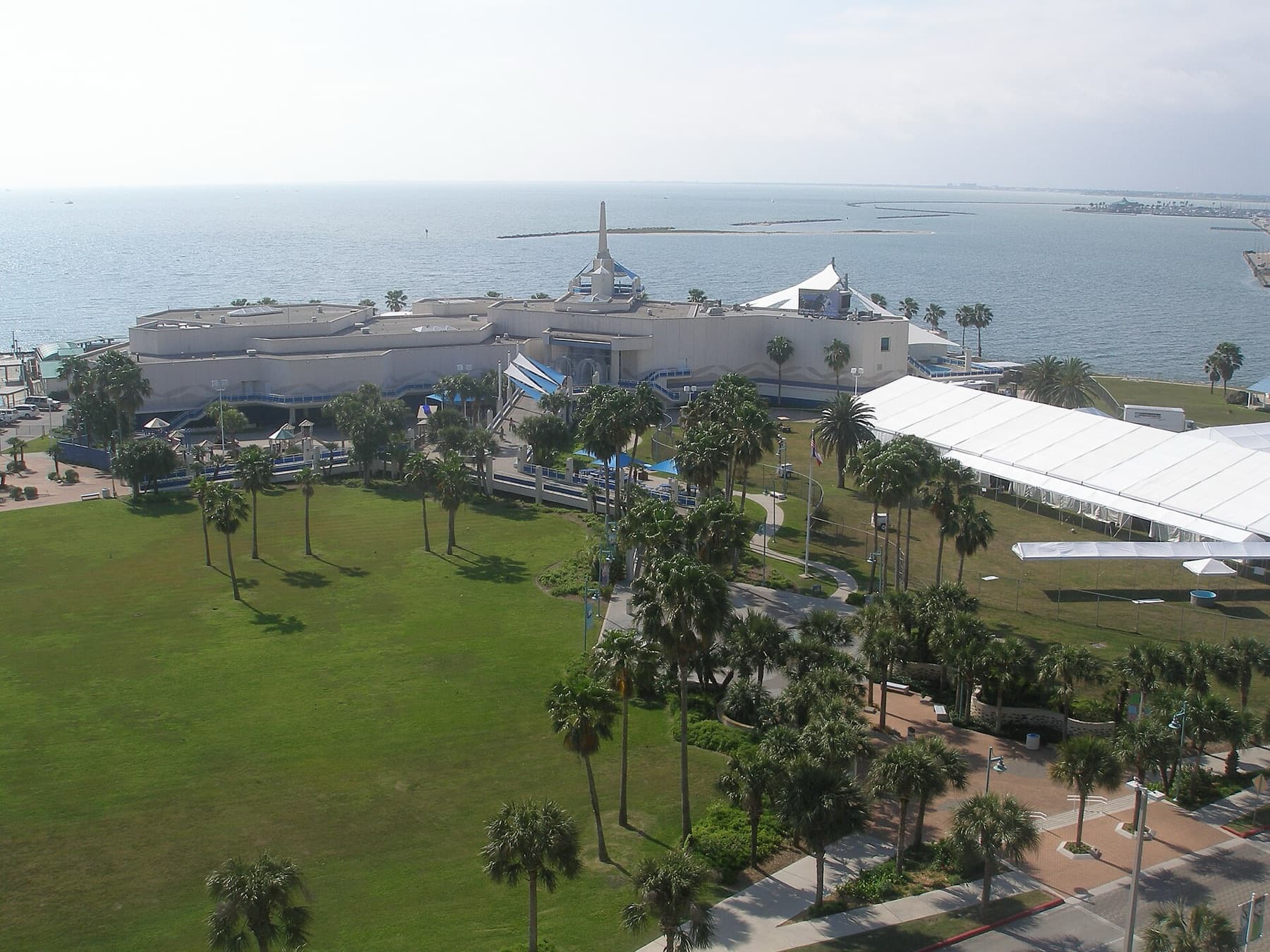 Texas State Aquarium, View from Corpus Christi Bay Bridge