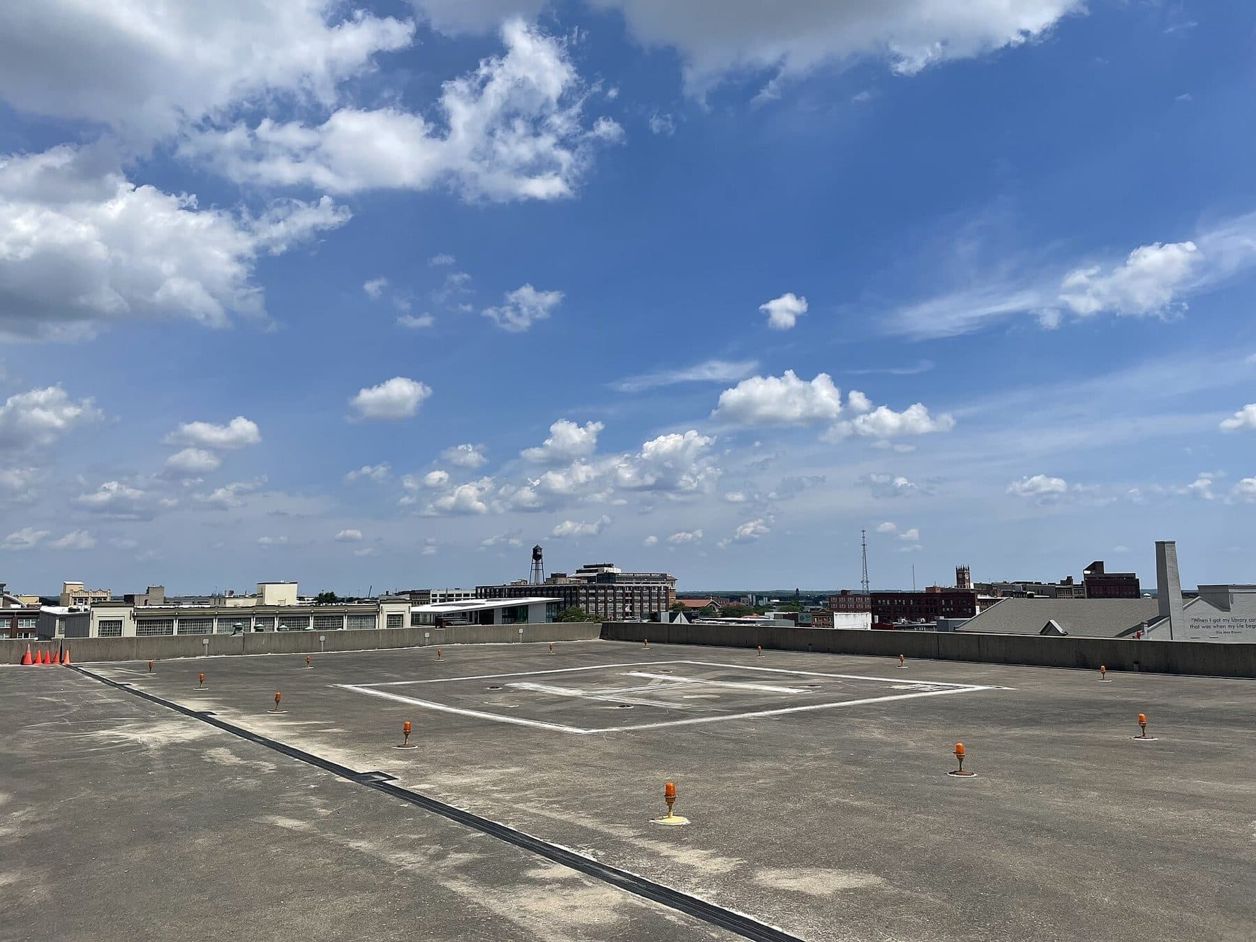 Unused terminal for the downtown Dayton heliport in summer 2022